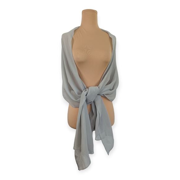 Alex Evenings Dove Gray Semi sheer long wrap shawl crepe simple - Picture 1 of 5